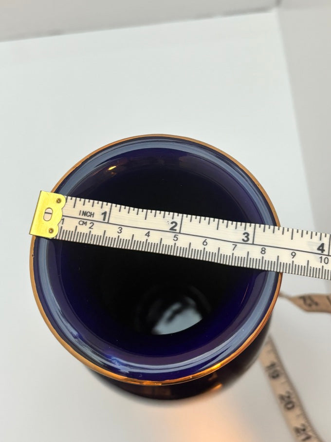 Vintage Japanese Cobalt Blue Vases — Hand-Painted Pair