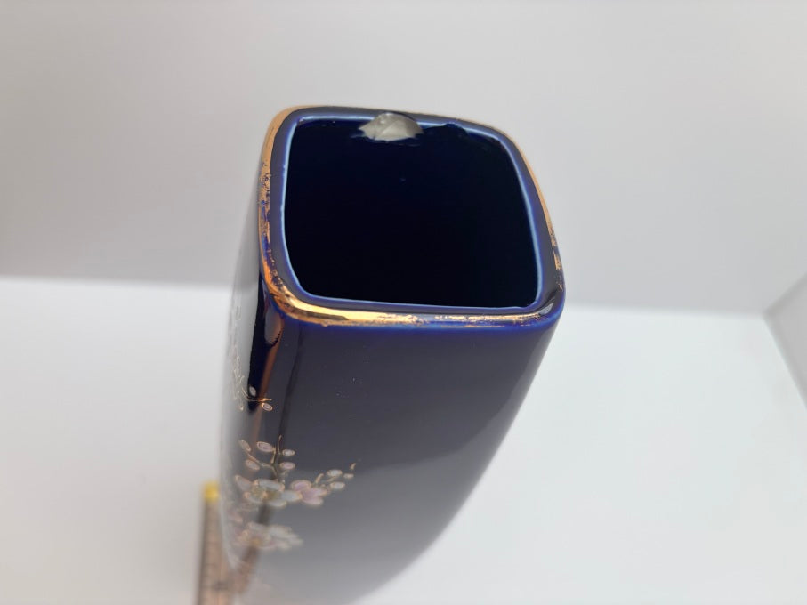 Vintage Japanese Cobalt Blue Vases — Hand-Painted Pair